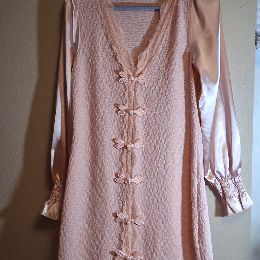 Elegant Pink Satin and Lace Dress L 260766